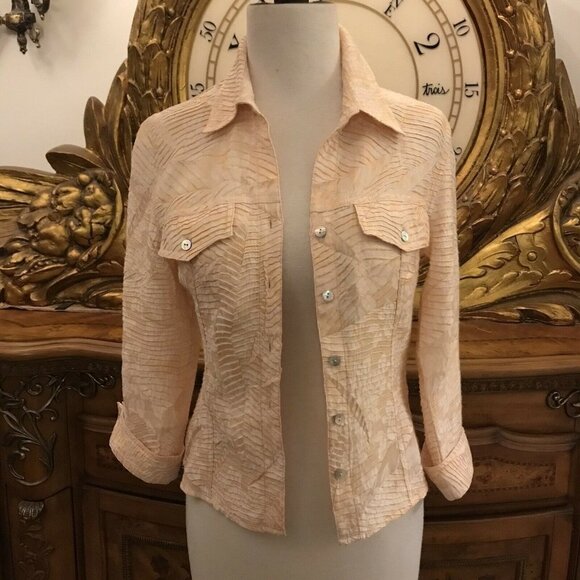 SCOTT TAYLOR. Size PS. Metallic Yellow French Cuff Shirt. Crinkle. B19 - Picture 1 of 9